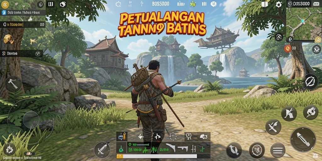 Tampilan gameplay utama BOS5000 yang menakjubkan di dunia terbuka.