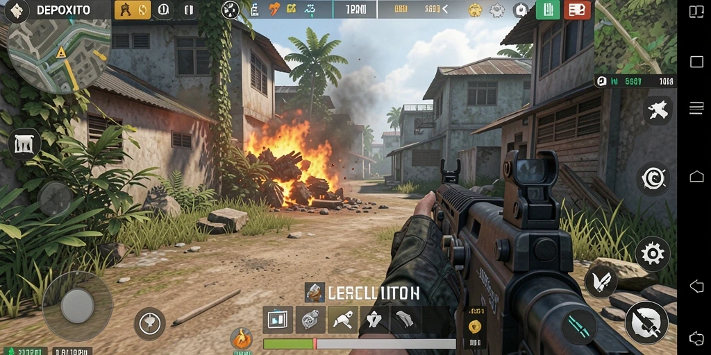 Screenshot gameplay DEPOXITO yang menampilkan aksi tembak-menembak yang mendebarkan.