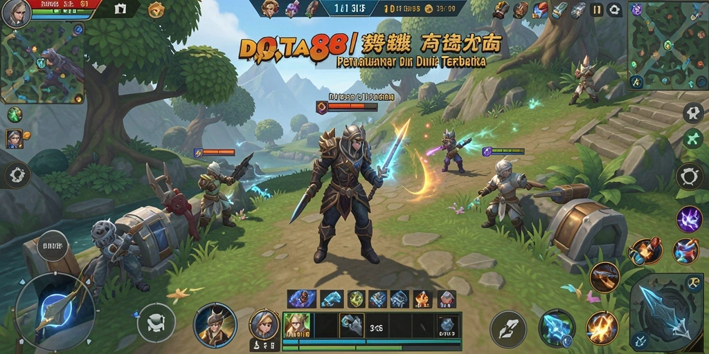 Tangkapan layar menunjukkan gameplay dinamis di dunia terbuka DOTA88.