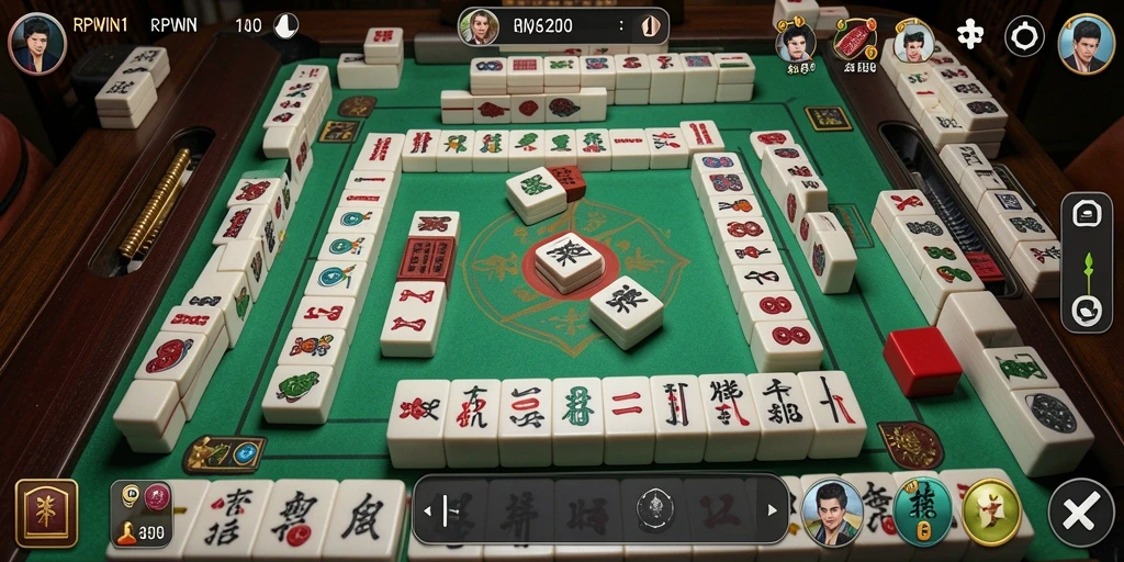 Tampilan gameplay seru dalam RPWIN1 dengan berbagai ubin Mahjong.