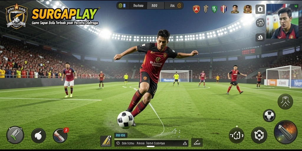 Tampilan gameplay SURGAPLAY yang mendebarkan dalam pertandingan sepak bola.