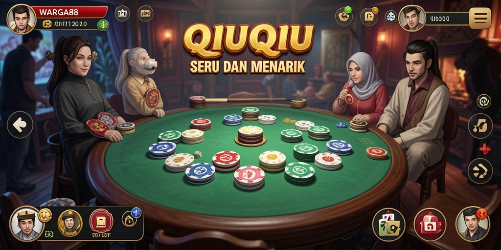 Gambar gameplay seru dalam permainan QiuQiu WARGA88.